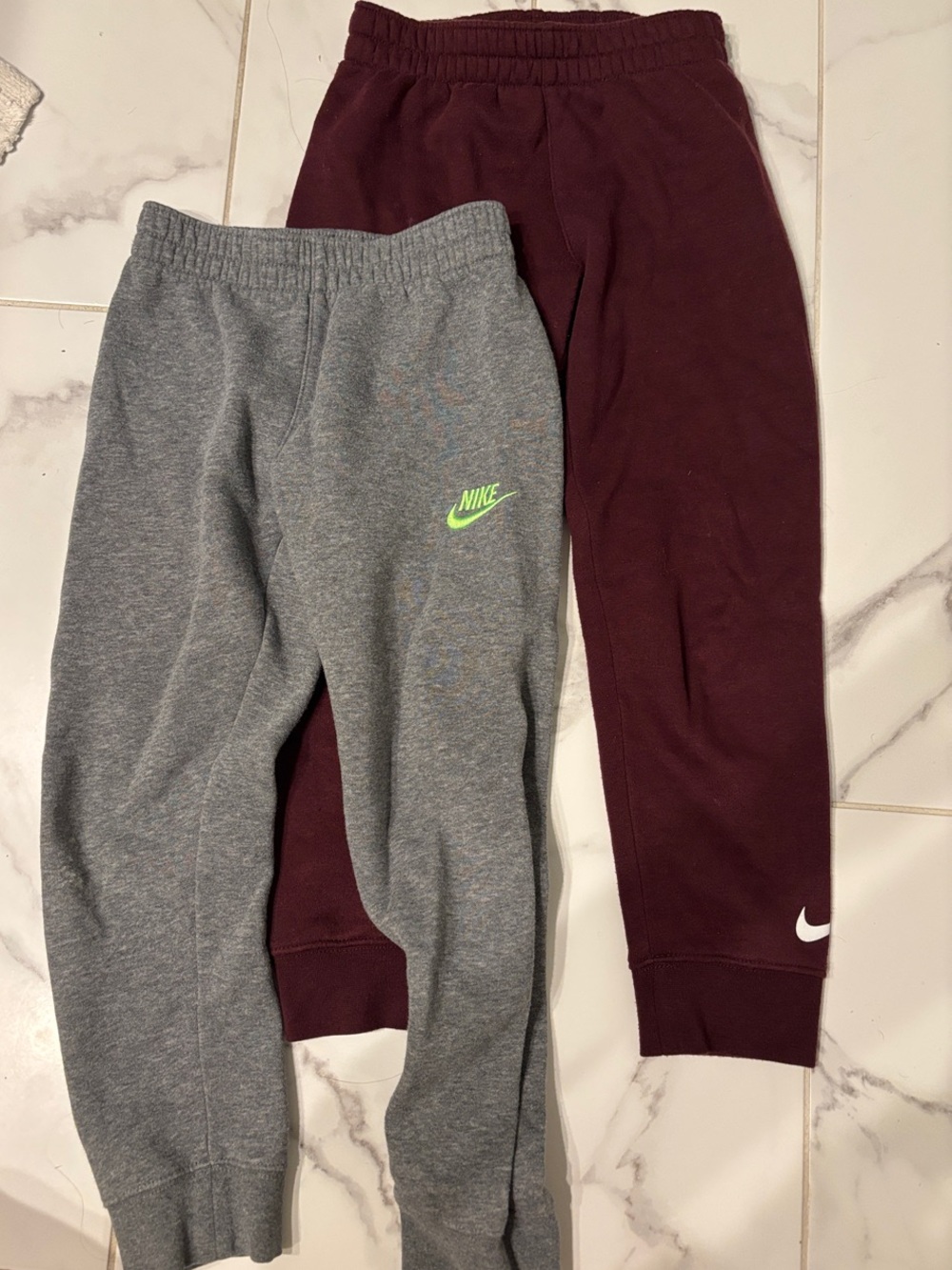 Nike Kids Gray Sweatpants & Maroon Joggers with Neon Logo